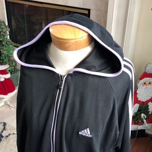 Vintage Adidas Black Purple Hooded Jacket XL
